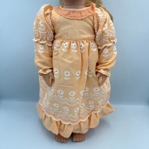 VTG|Handmade| Floral Embroidered Dress&Underdress fit American Girl/16-18in Doll